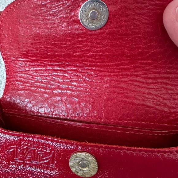 Elegant Unique Deep Red Leather Handmade Glossy Finish Crossbody Small Bag - Picture 9 of 12